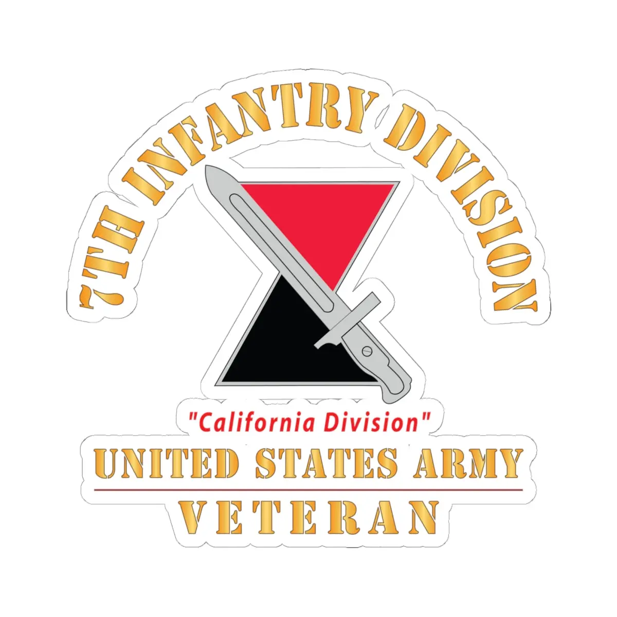 Kiss - Cut Stickers - Army - Dui - 7Th Infantry Division - California Division - Us Army Veteran X 300 1