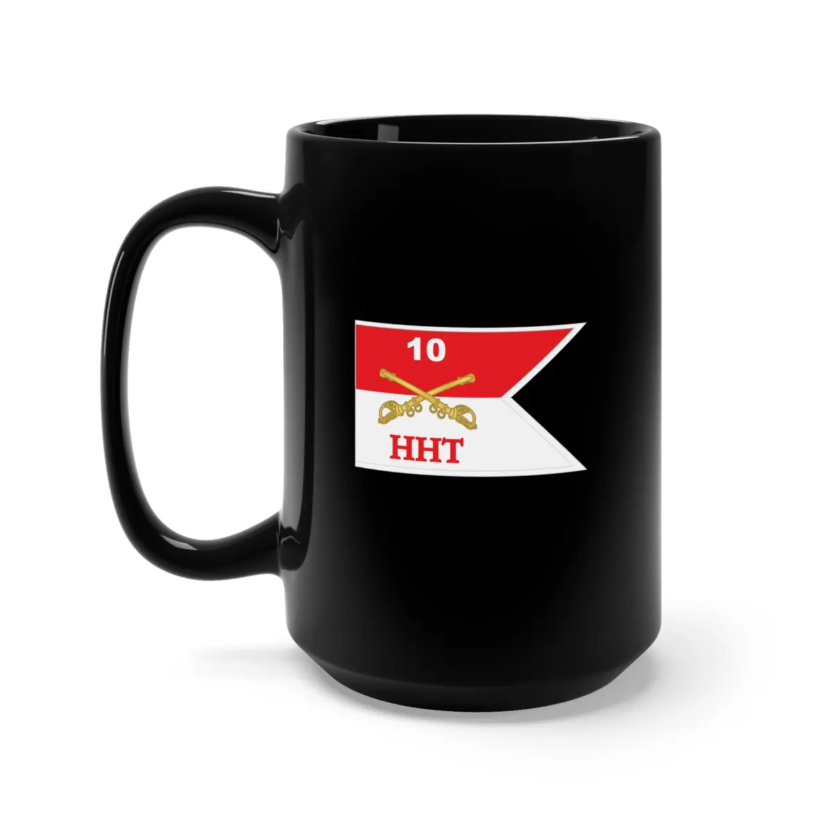 Black Mug 15Oz - Army - Hht - 10Th Cavalry Guidon W White Boundaries X 300 1
