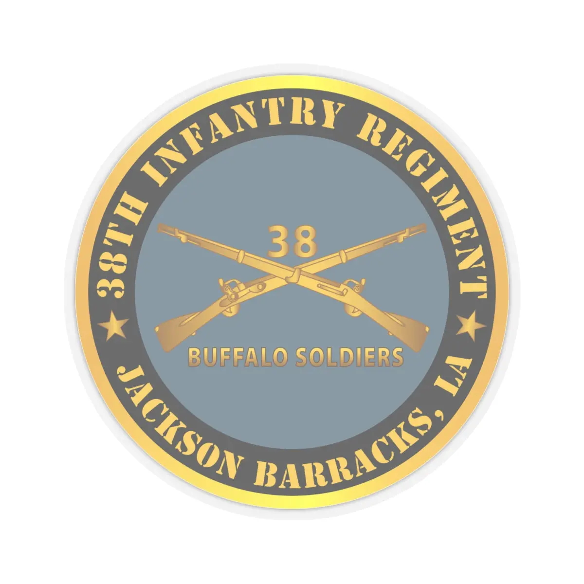 Kiss-Cut Stickers - Army - 38Th Infantry Regiment - Buffalo Soldiers - Jackson Barracks, La W Inf Branch 2