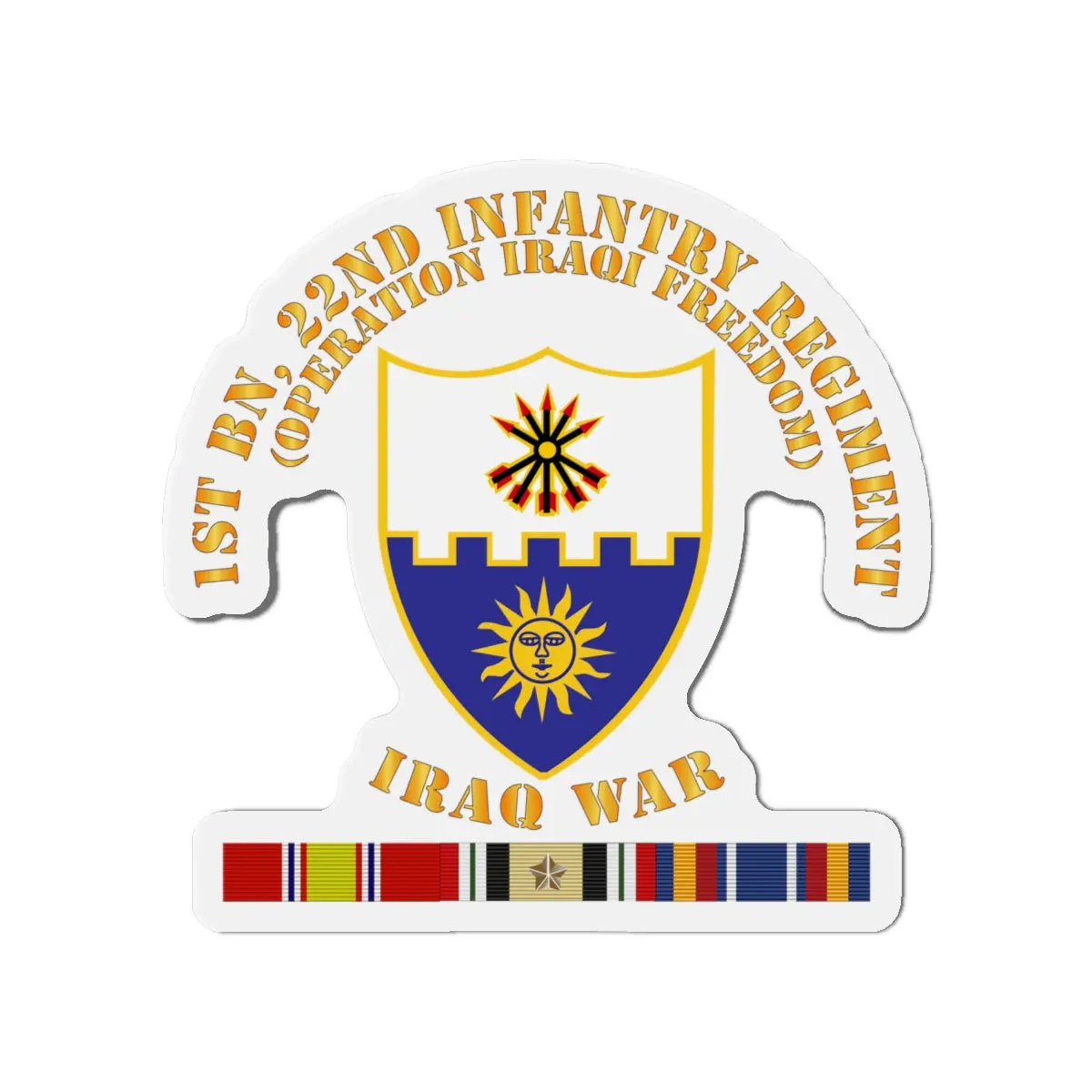 Die-Cut Magnets - Army - 1St Bn 22Nd Infantry - Oif1 - W Iraq Svc 1