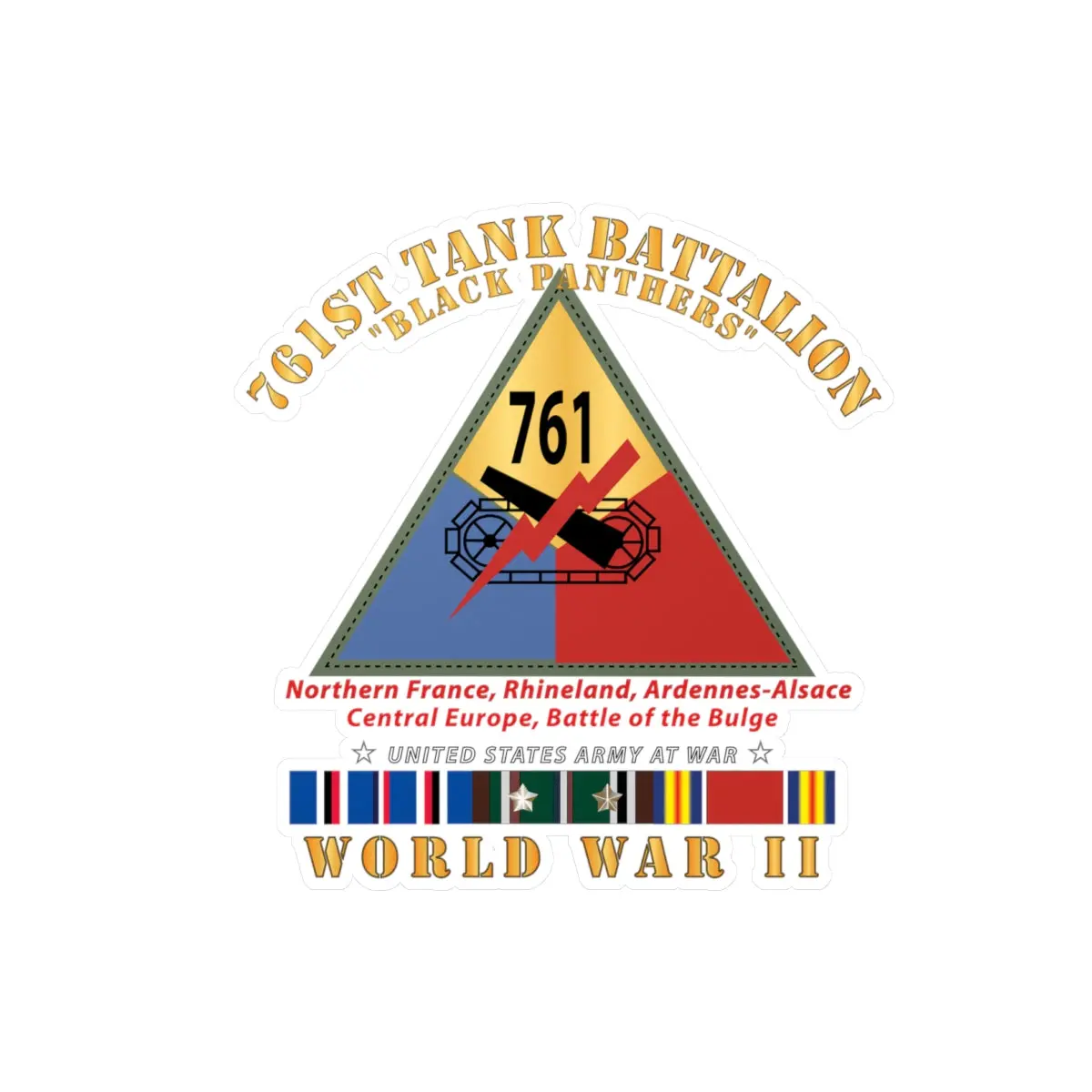 Kiss-Cut Vinyl Decals - Army - 761St Tank Battalion - Black Panthers - W Ssi Wwii  Eu Svc 1