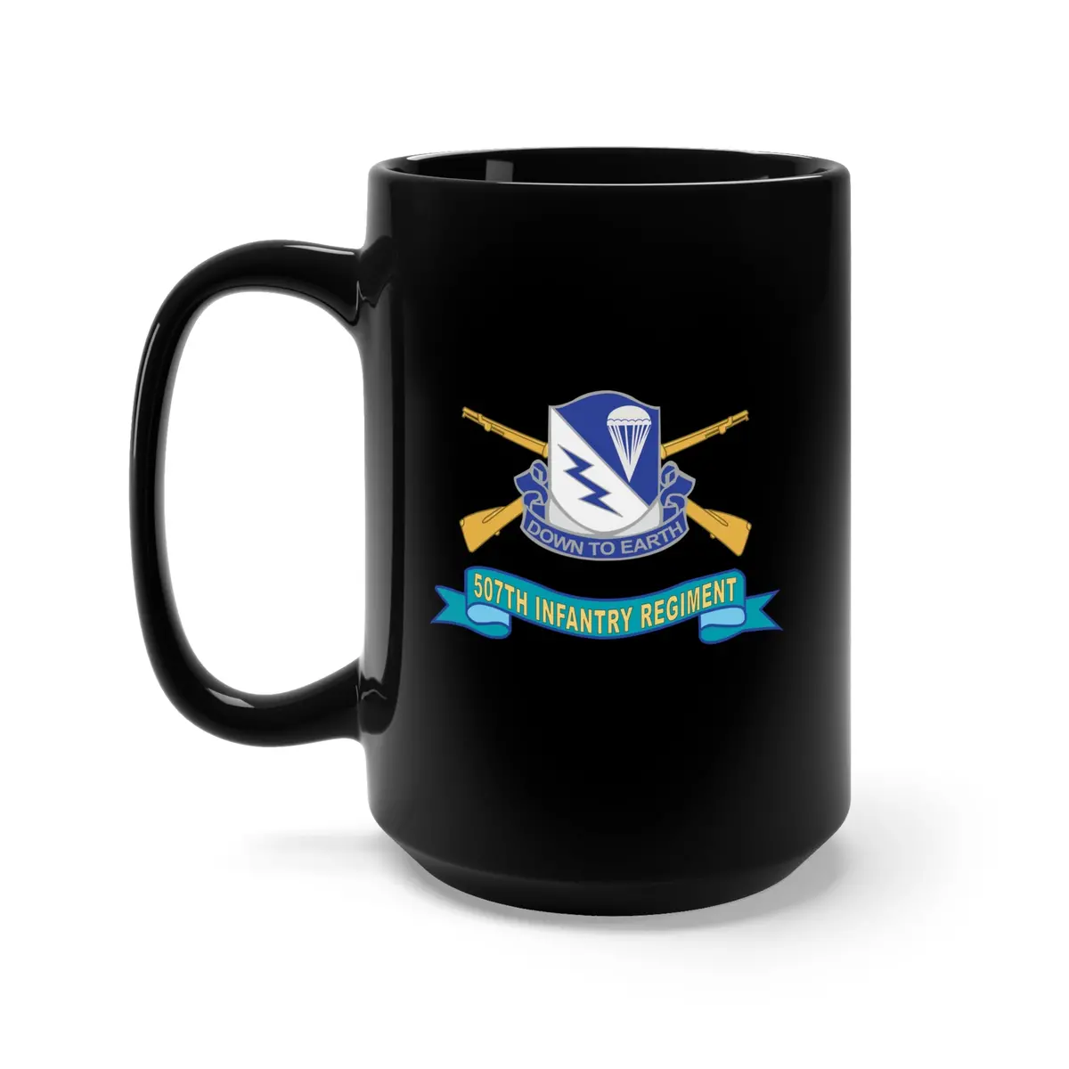 Black Mug (11Oz, 15Oz) - 507Th Infantry Regiment - Dui W Br - Ribbon 1
