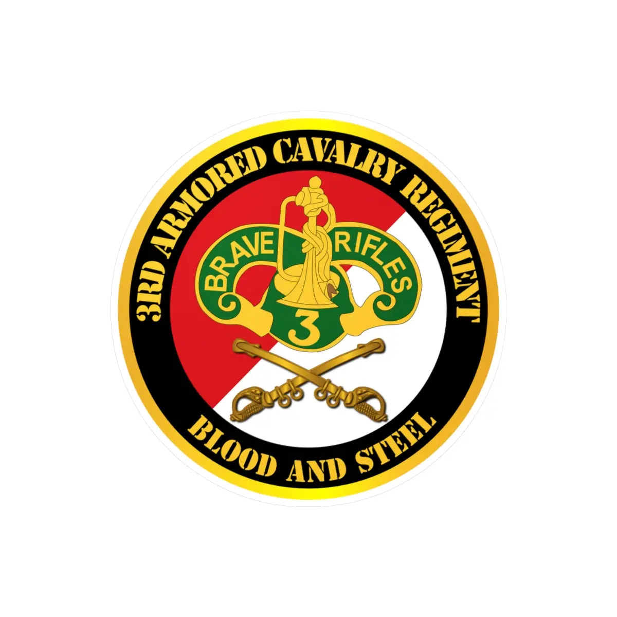 Kiss-Cut Vinyl Decals - Army - 3Rd Armored Cavalry Regiment Dui - Red White - Blood And Steel 1