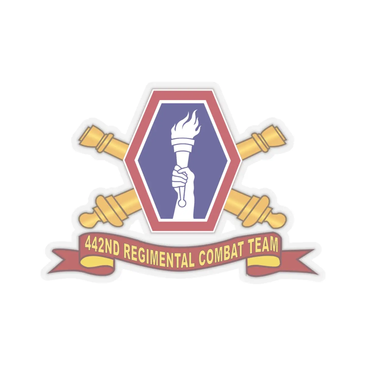 Kiss-Cut Stickers - Army - 442Nd Infantry Regimental Combat Team W Artillery Br - Ssi - Ribbon 2