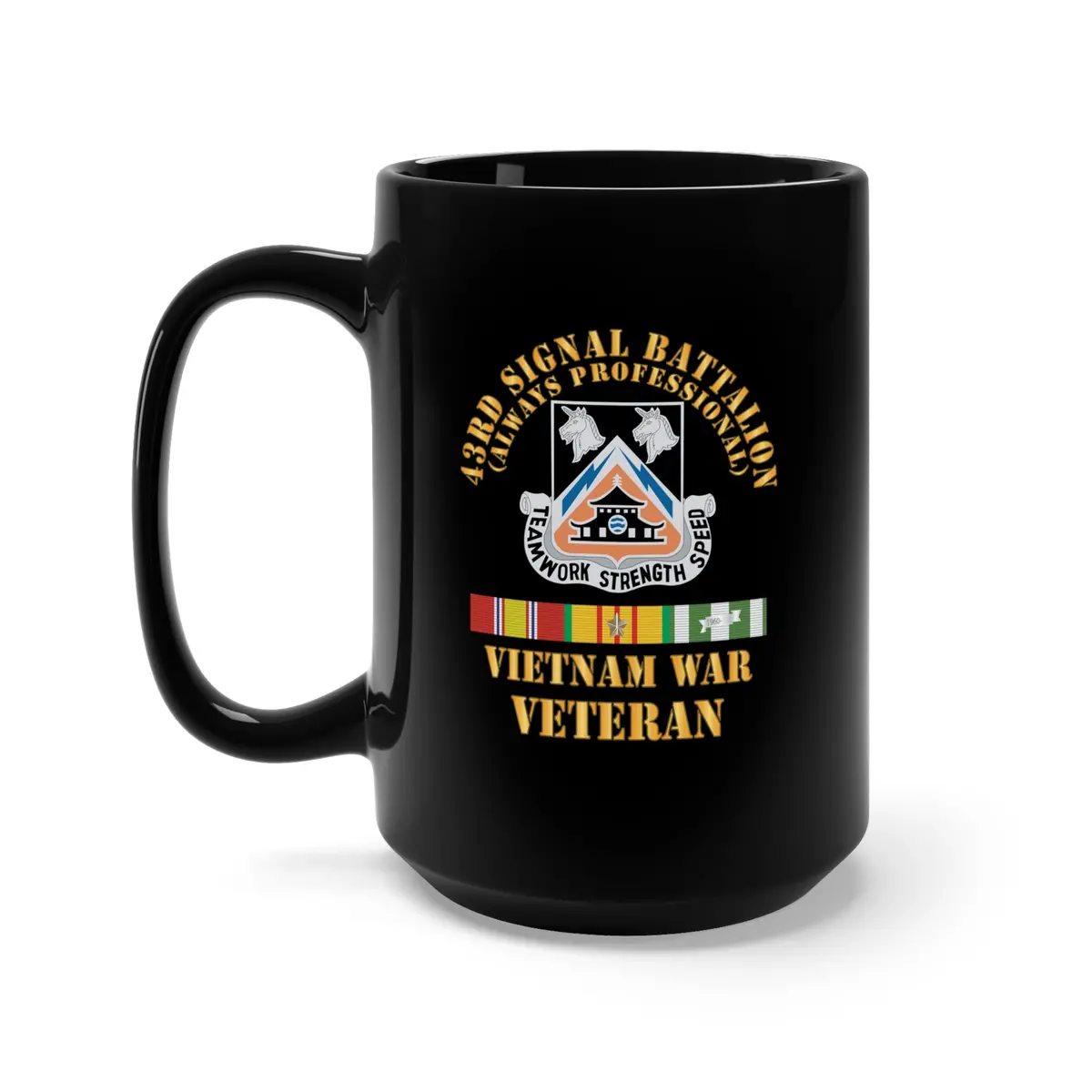 Black Mug 15Oz - Army - 43Rd Signal Battalion - Vietnam War Veteran - Dui W Vn Svc X 300 1