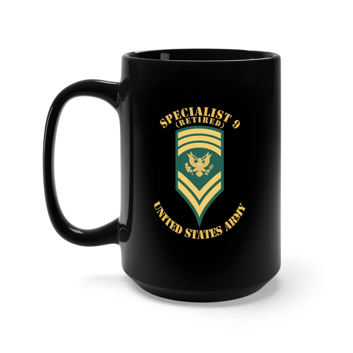 Black Mug 15Oz - Army - Enlisted - Spec 9 - Specialist 9  - Std - Retired X 300 1