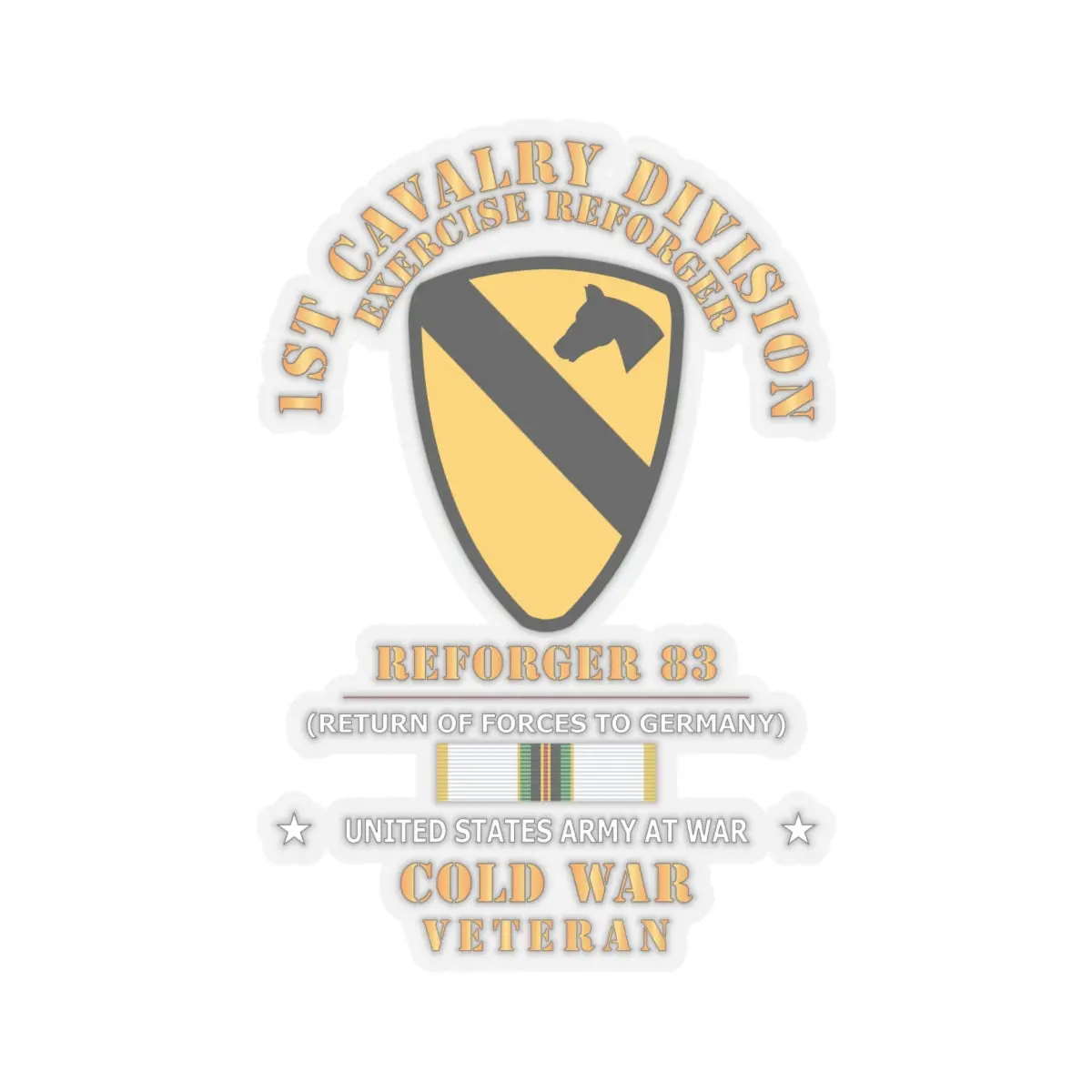 Kiss-Cut Stickers - Army - 1St Cavalry Division - Ssi -Reforger 83 - Cold War Veteran W Svc X 300 3