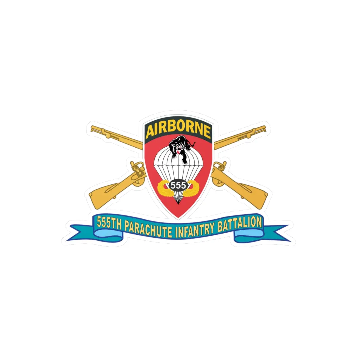 Kiss-Cut Vinyl Decals - Army - 555Th Parachute Infantry Battalion - Ssi W Br - Ribbon X 300 1