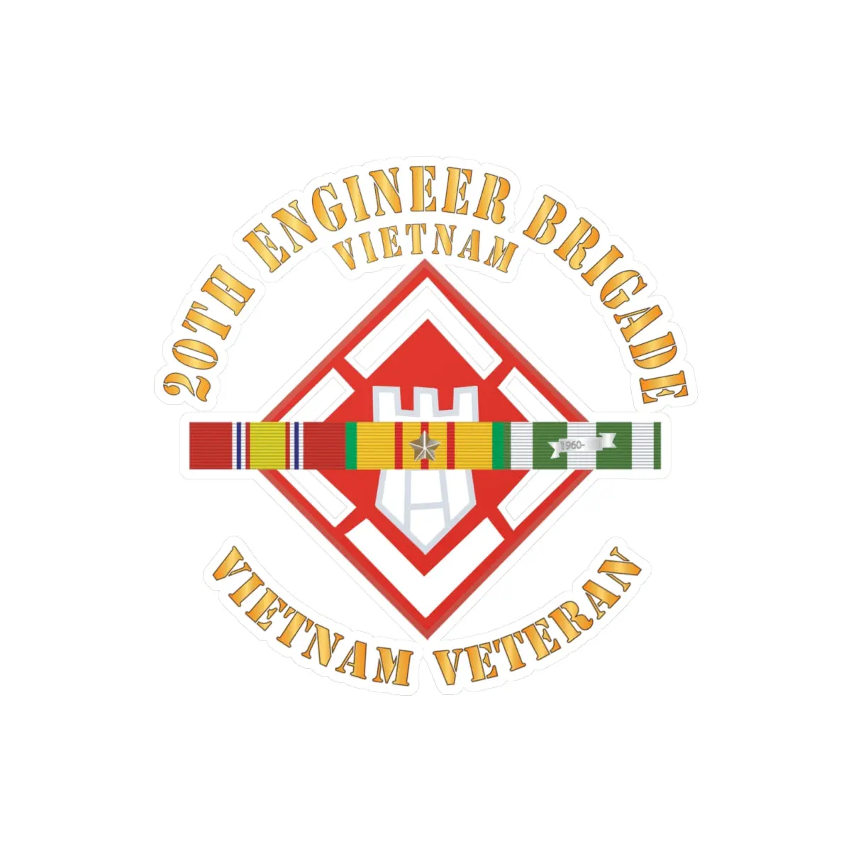 Kiss-Cut Vinyl Decals - Army -  20Th Engineer Brigade With Vietnam Svc Ribbons X 300 1