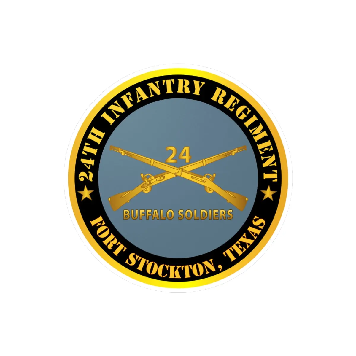 Kiss-Cut Vinyl Decals - Army - 24Th Infantry Regiment - Fort Stockton, Tx - Buffalo Soldiers W Inf Branch X 300 1