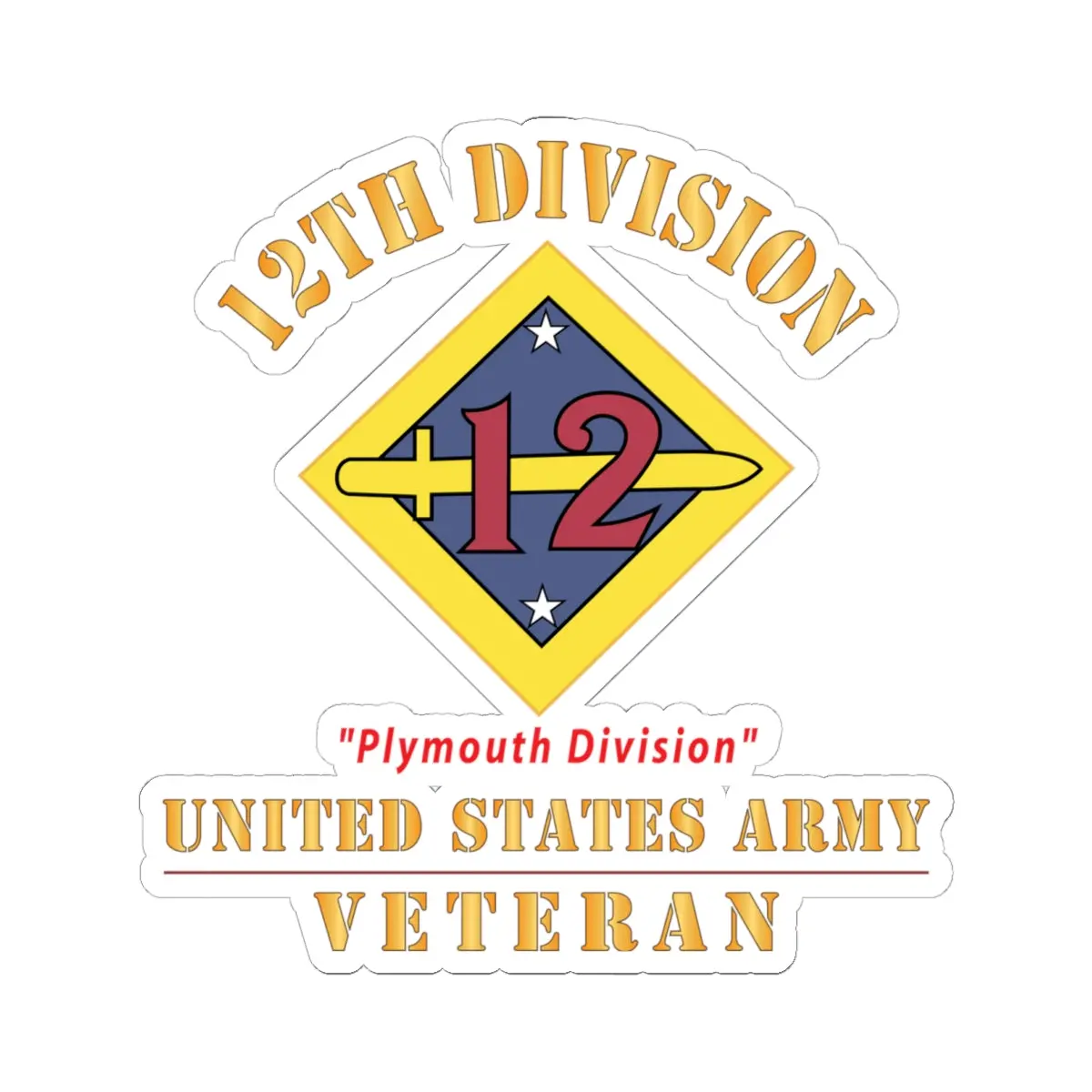 Kiss - Cut Stickers - Army - Ssi - 12Th Division - Plymouth Division - Us Army Veteran X 300 1