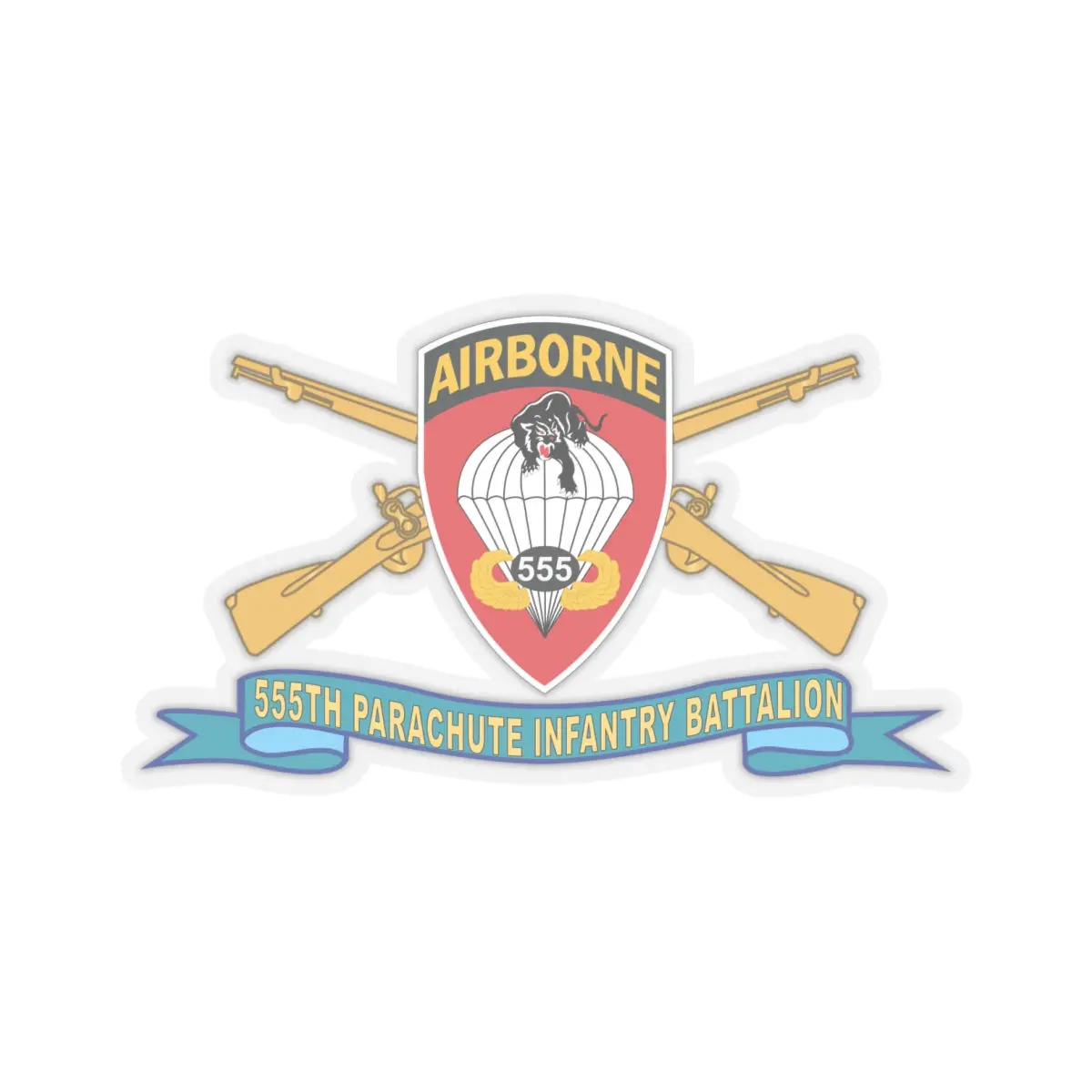 Kiss-Cut Stickers - Army - 555Th Parachute Infantry Battalion - Ssi W Br - Ribbon X 300 3