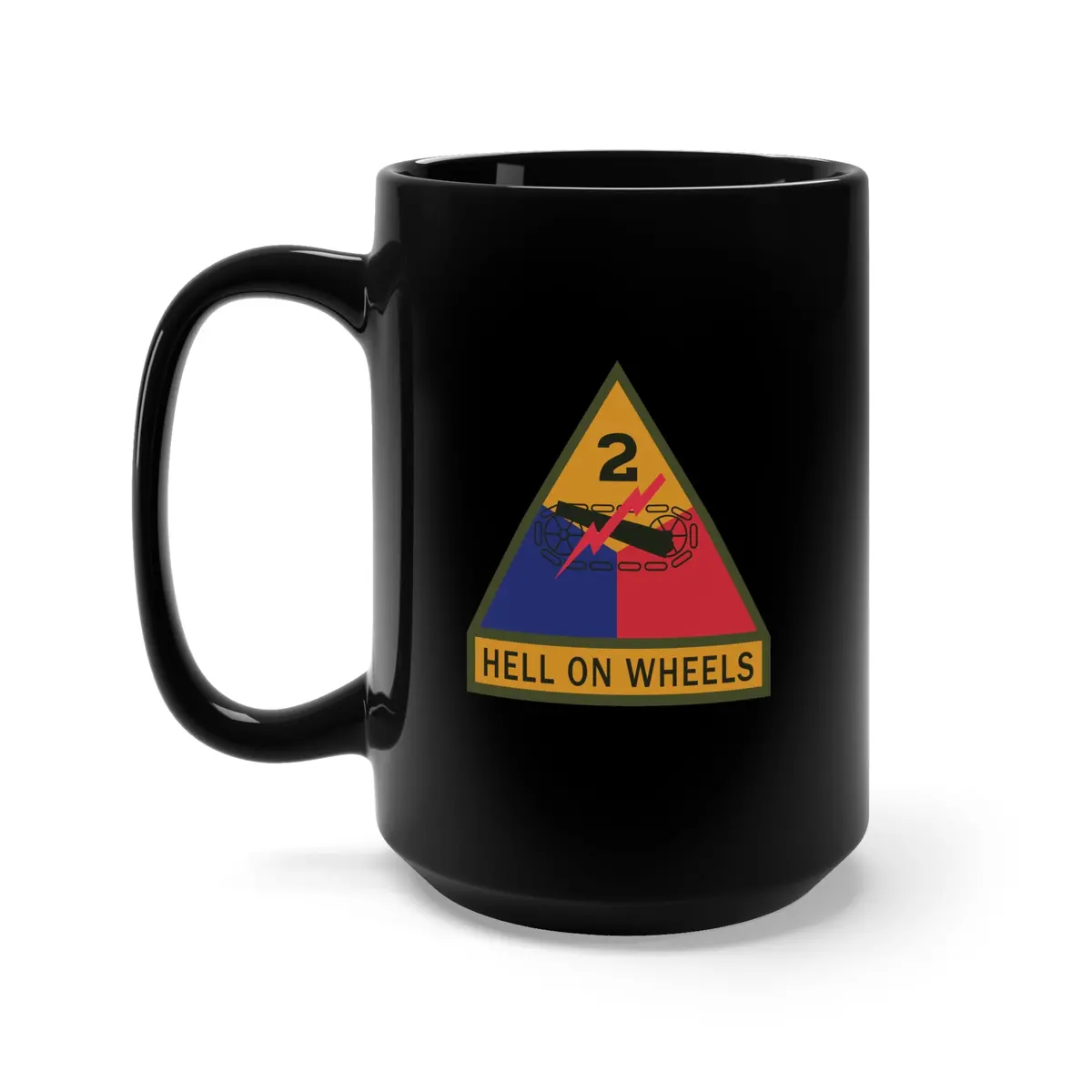 Black Mug 15Oz - Ssi - 2Nd Armored Division W Name Tape X 300 1