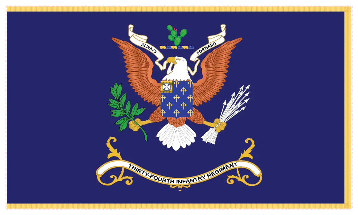 Rectangle Flags - Army - Regimental Colors - 34Th Infantry Regiment - Always Forward 1