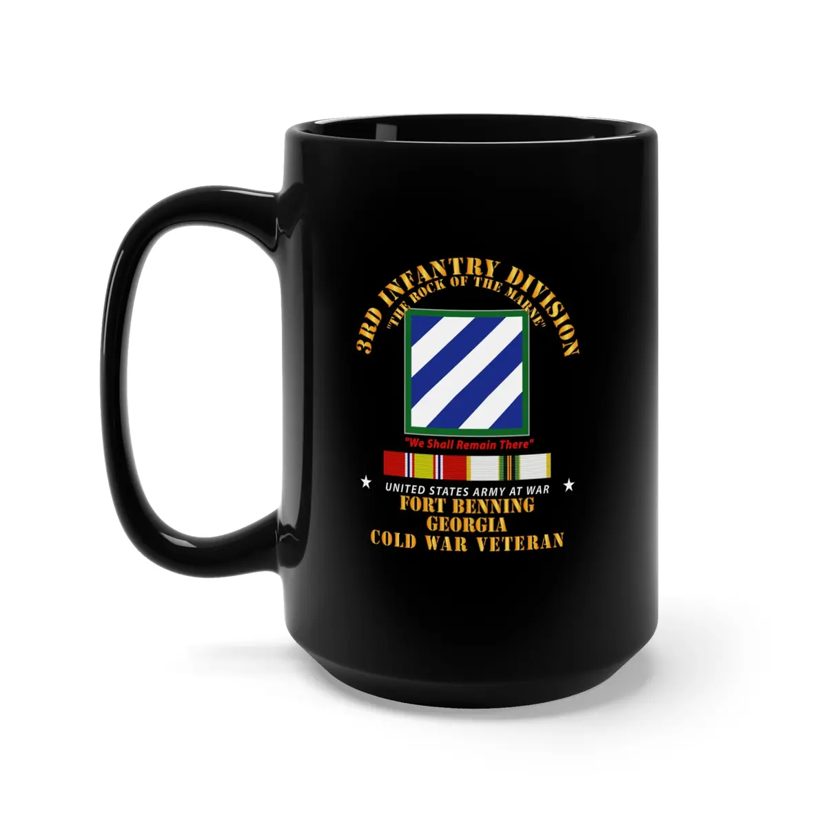 Black Mug 15Oz - Army - 3Rd Id - Fort Benning Ga W Cold War Svc 1