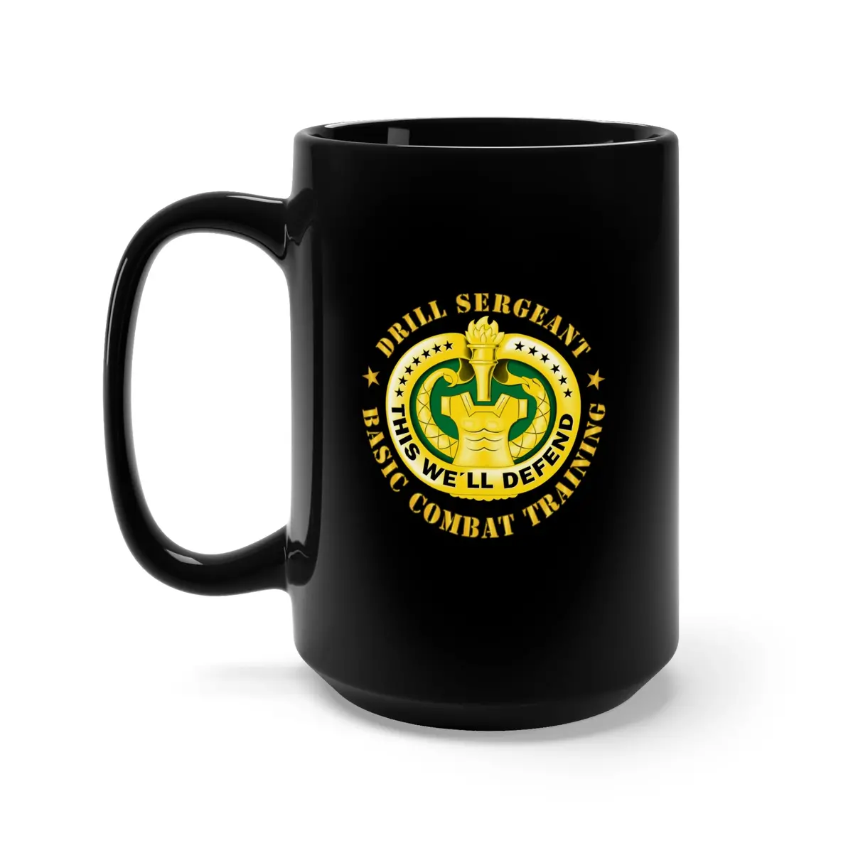 Black Mug 15Oz - Army - Drill Sgt Badge - Basic Combat Training 1