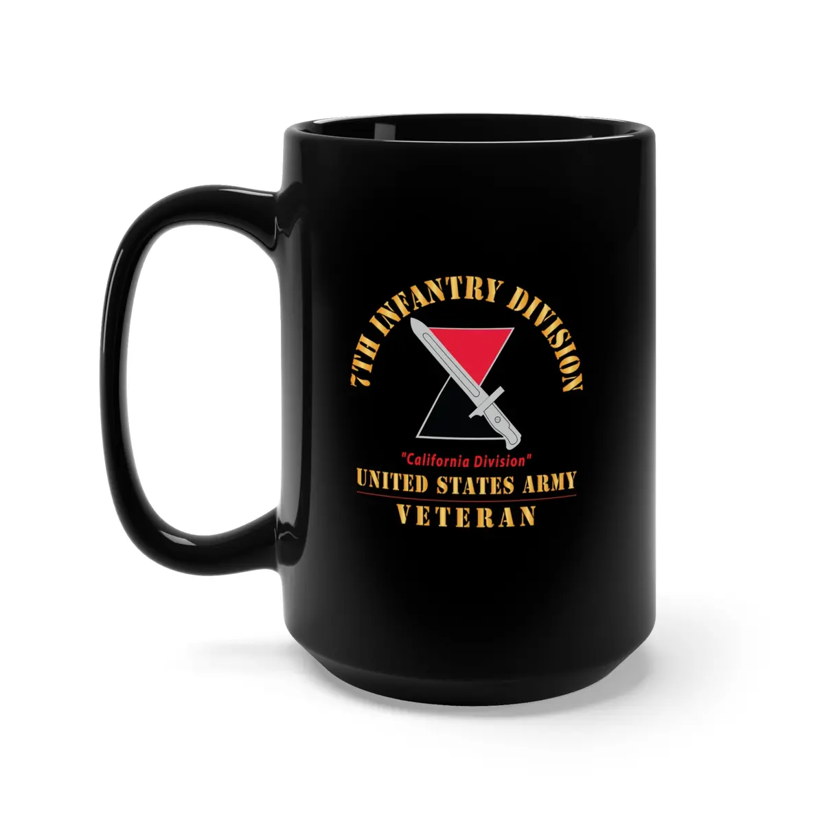 Black Mug 15Oz - Army - Dui - 7Th Infantry Division - California Division - Us Army Veteran X 300 1