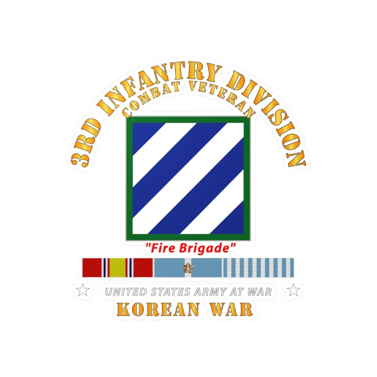 Kiss-Cut Vinyl Decals - Army - 3Rd Id - Korean War W Korea War Svc 1