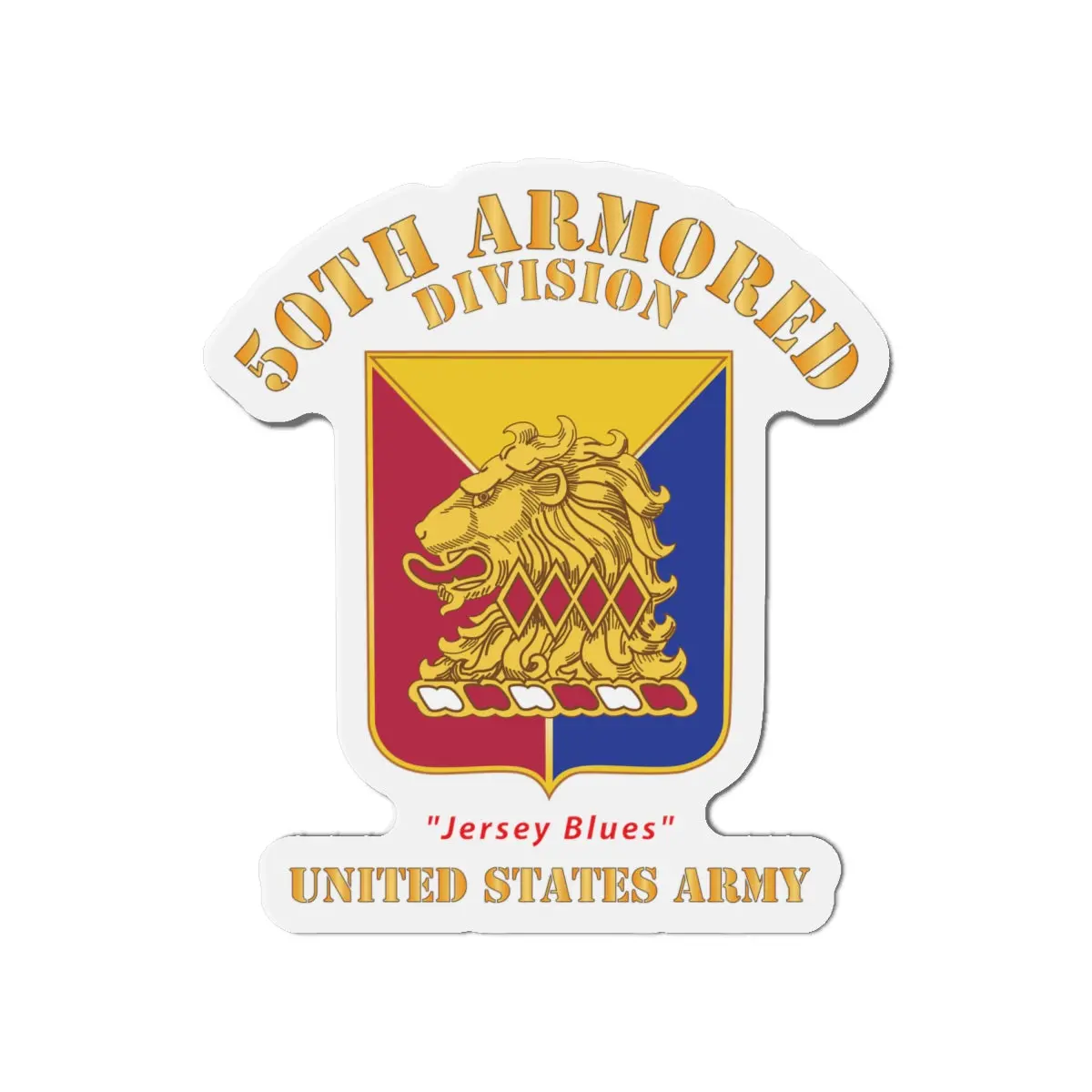 Die-Cut Magnets - Army - Dui - 50Th Armored Division - Jersey Blues - Us Army X 300 1