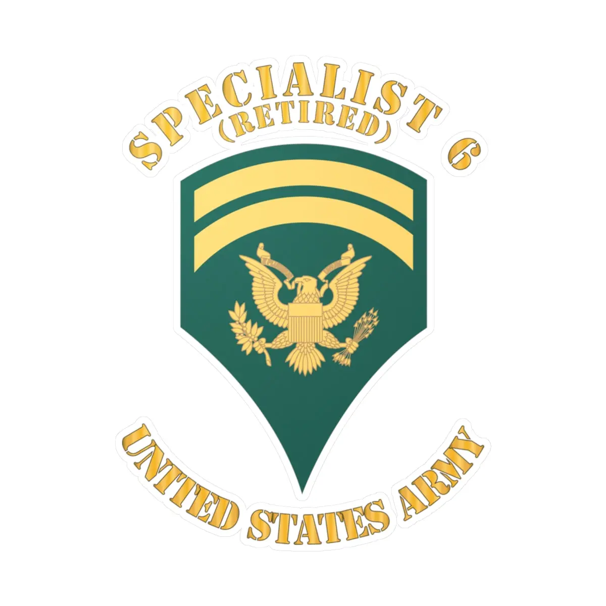 Kiss-Cut Vinyl Decals - Army - Enlisted - Spec 6 - Specialist 6  - Std - Retired X 300 1