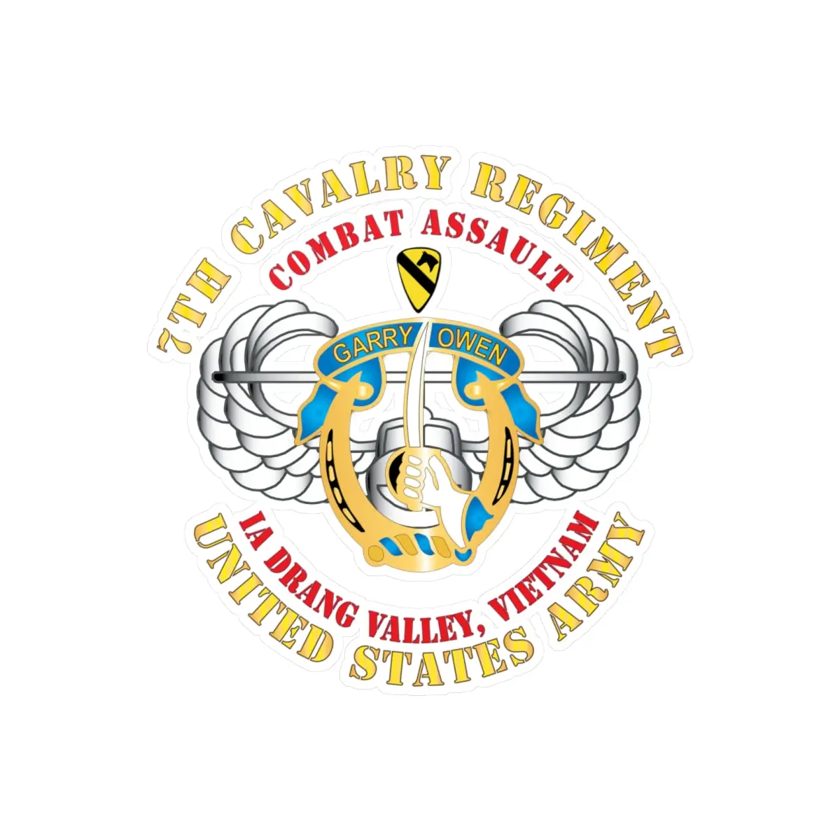Kiss-Cut Vinyl Decals - Army - Air Assault - 7Th Cav - Ia Drang X300 1