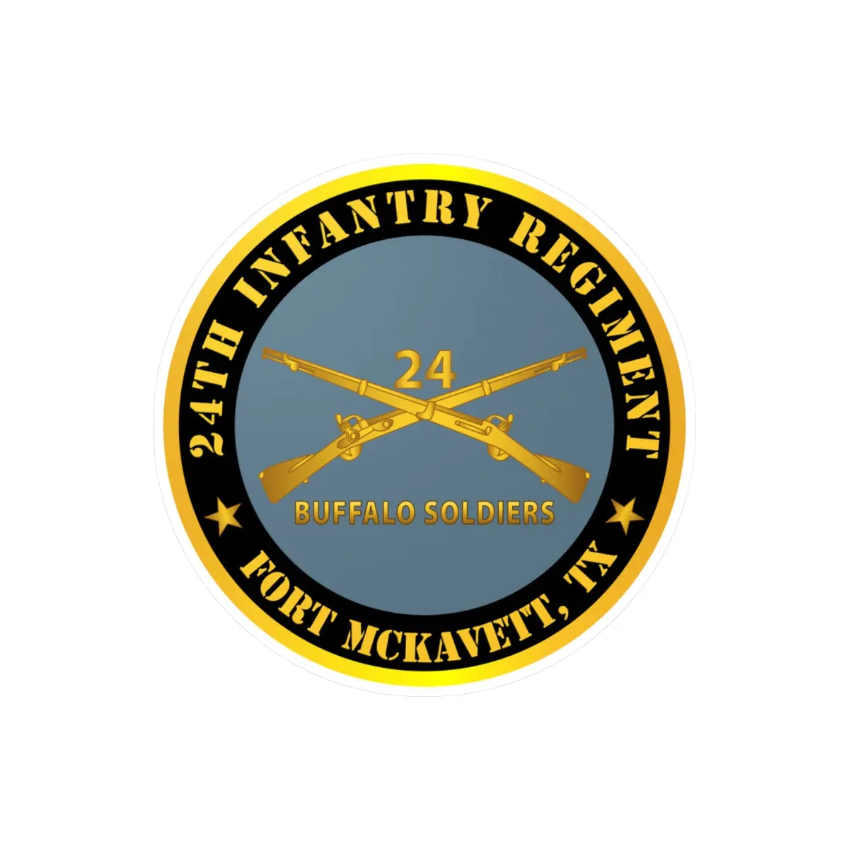 Kiss-Cut Vinyl Decals - Army - 24Th Infantry Regiment - Fort Mckavett, Tx - Buffalo Soldiers W Inf Branch 1