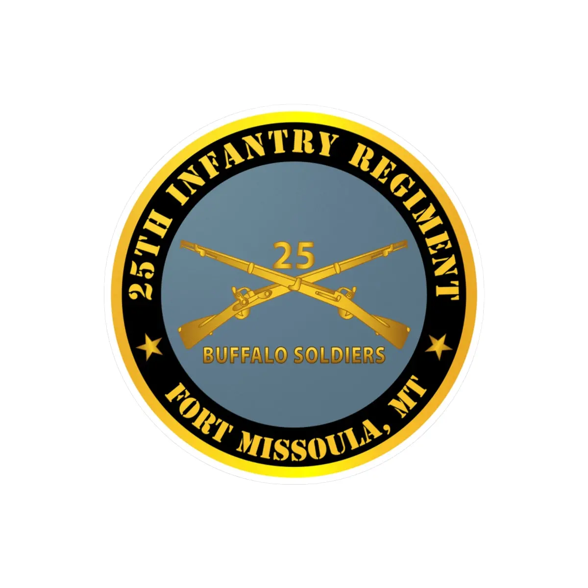Kiss-Cut Vinyl Decals - Army - 25Th Infantry Regiment - Fort Missoula, Mt - Buffalo Soldiers W Inf Branch 1
