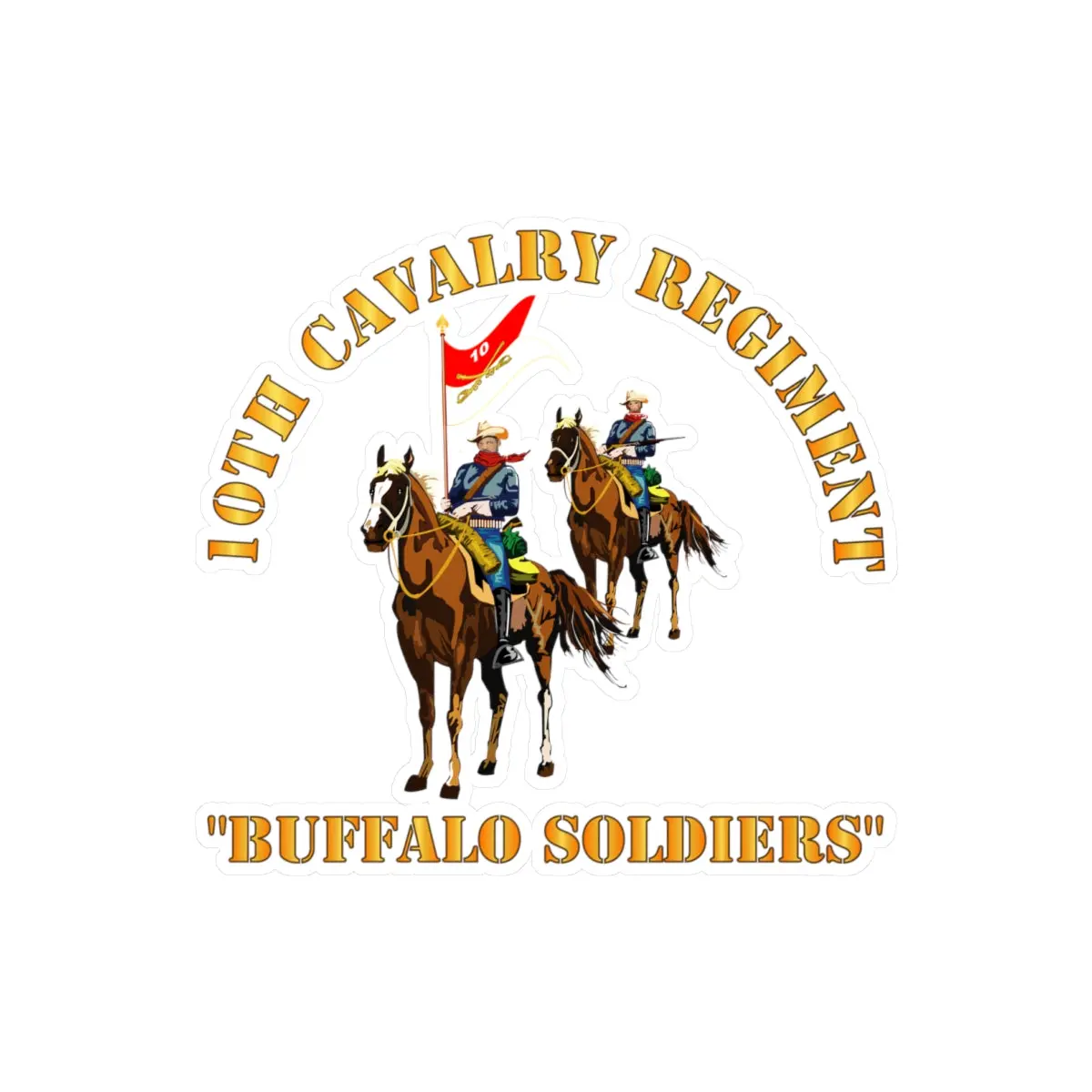 Kiss-Cut Vinyl Decals - Army - 10Th Cavalry Regiment W Cavalrymen - Buffalo Soldiers 1