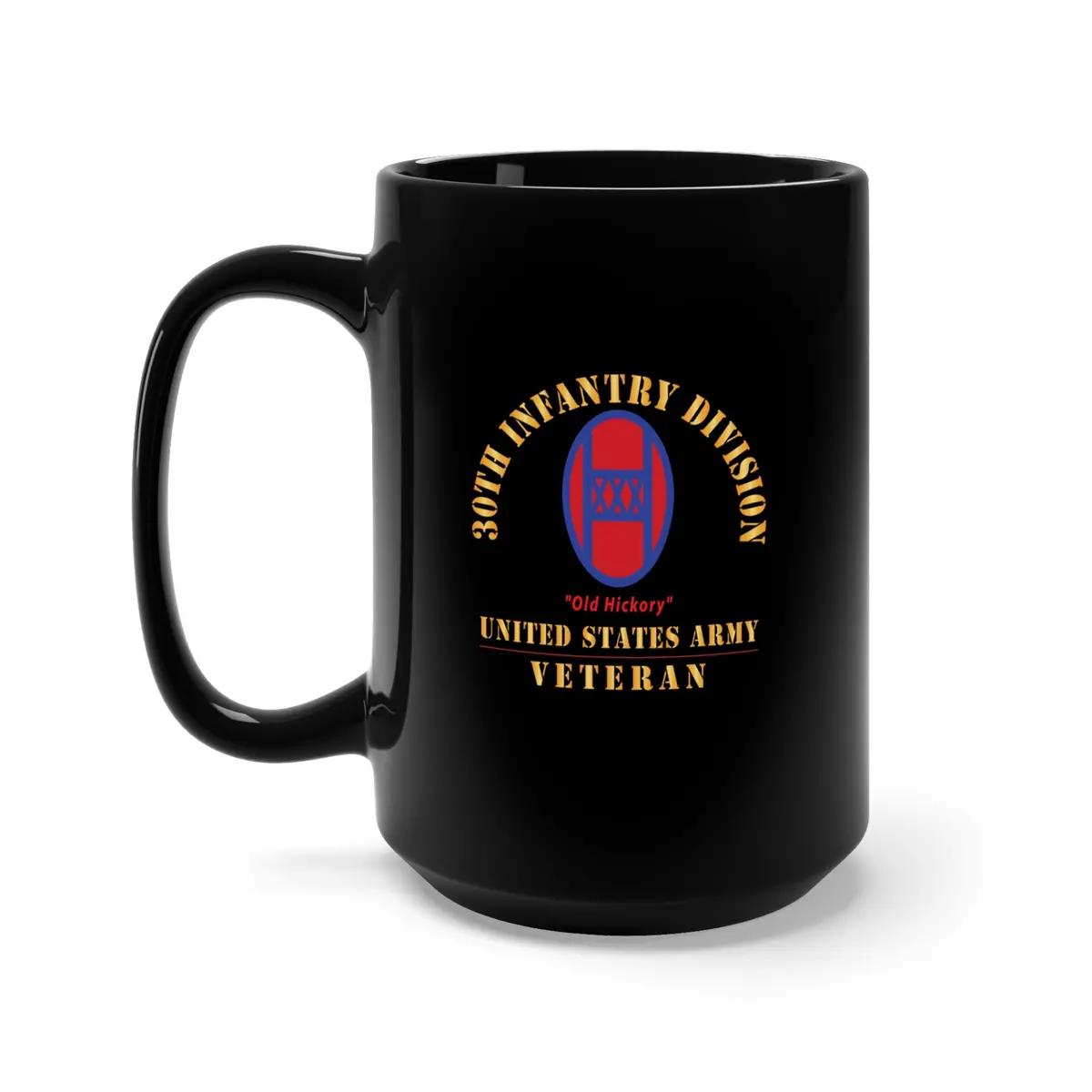 Black Mug 15Oz - Army - Ssi - 30Th Infantry Division - Old Hickory - Us Army Veteran X 300 1