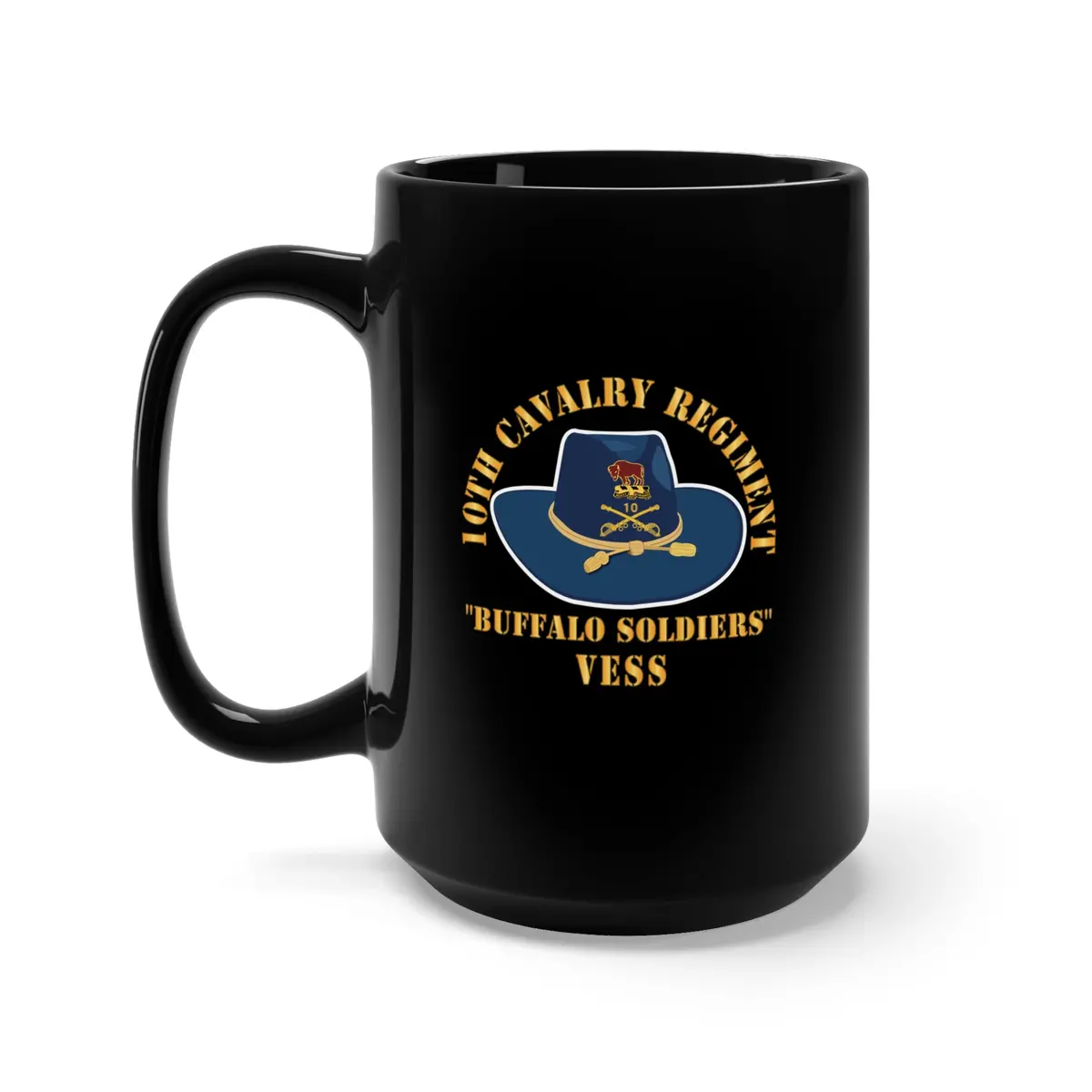 Black Mug 15Oz - Army - 10Th Cavalry Regiment W Cav Hat - Buffalo Soldiers 1
