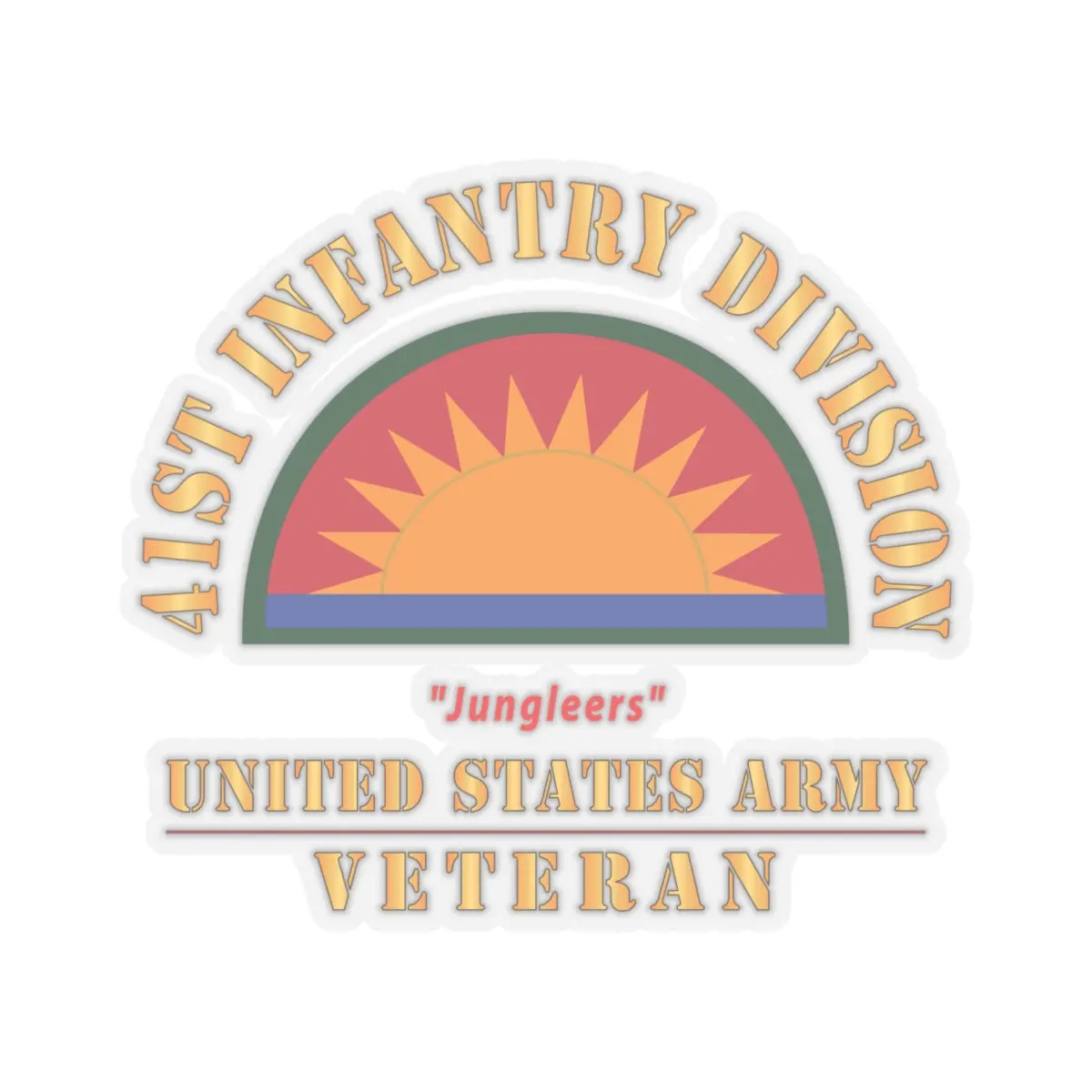 Kiss-Cut Stickers - Army - Ssi - 41St Infantry Division - Jungleers - Us Army Veteran X 300 2
