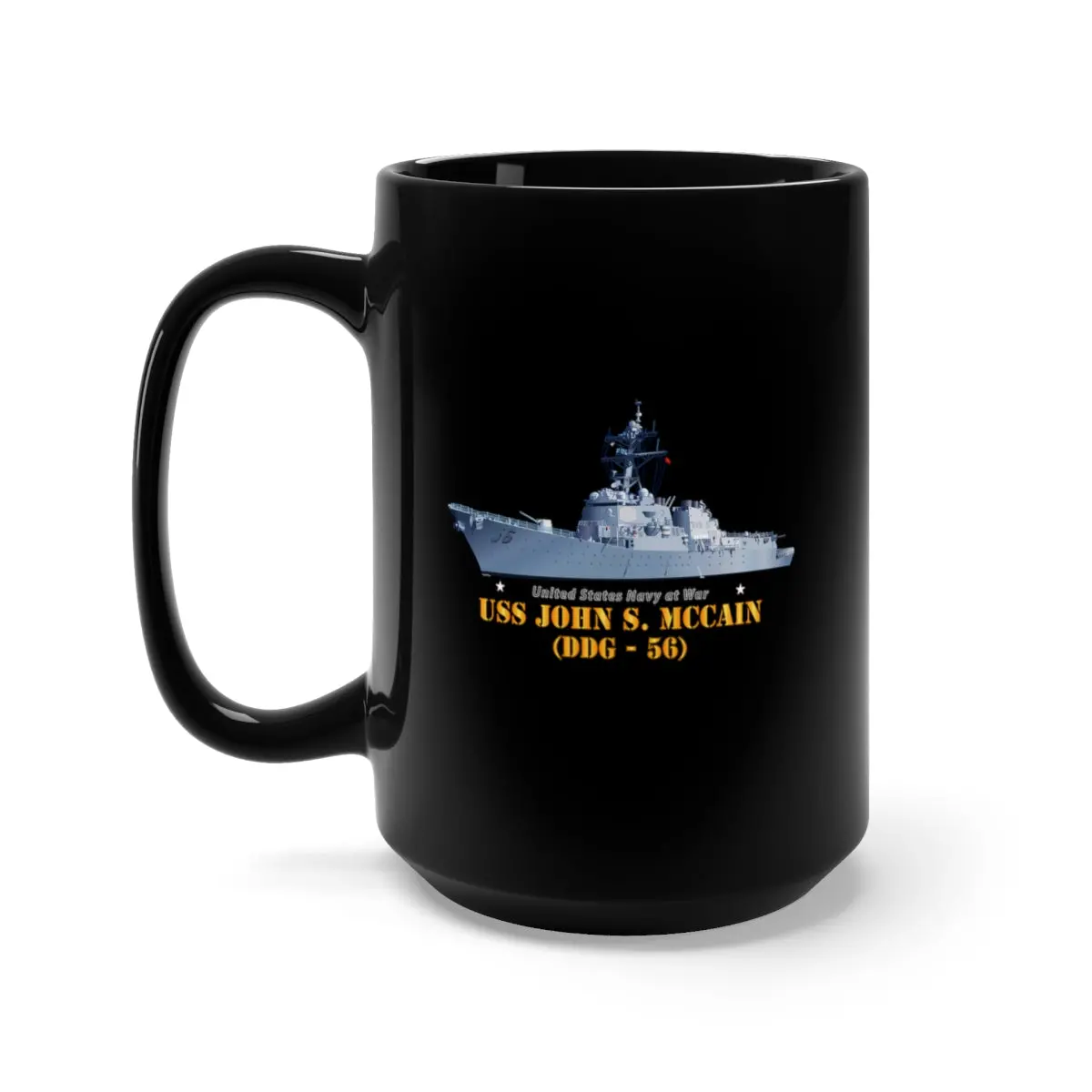 Black Mug 15Oz - Navy - Destroyer - Uss John S Mccain -  Ship On Top Txt 1