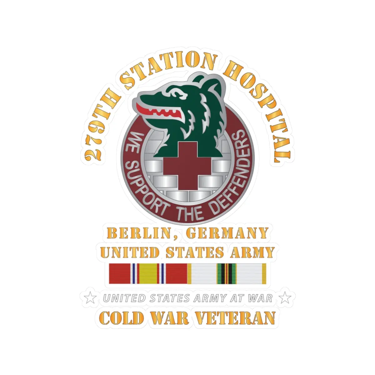 Kiss-Cut Vinyl Decals - Army - 279Th Station Hospital - Berlin, Germany W Cold Svc X 300 1