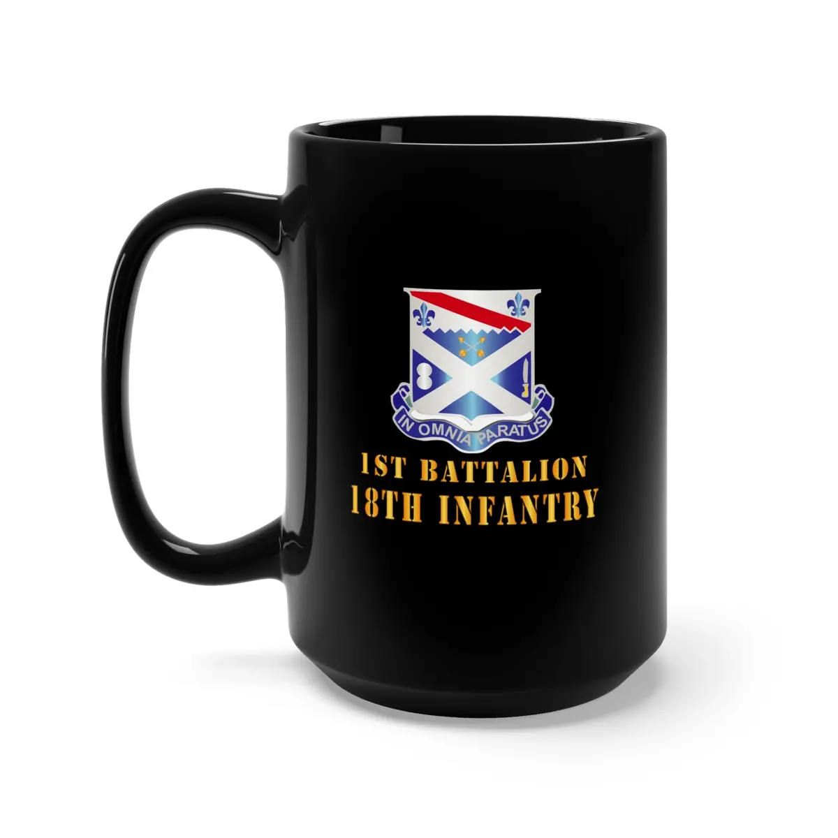 Black Mug 15Oz - Army - 1St Bn 18Th Inf W Dui 1
