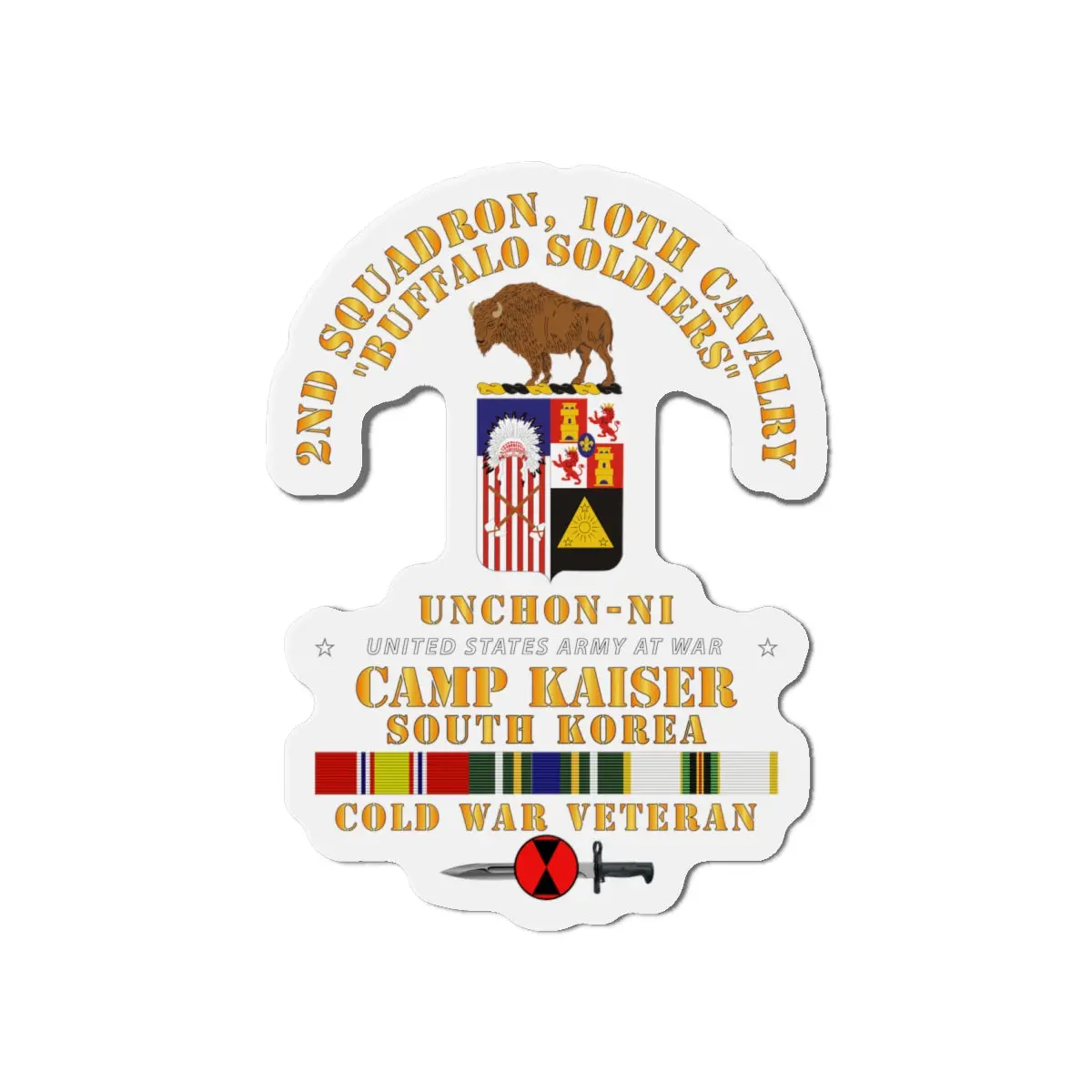 Die-Cut Magnets - Army - 2Nd Squadron 10Th Cavalry - 7Th Id - Camp Kaiser Korea - Unchon-Ni 1