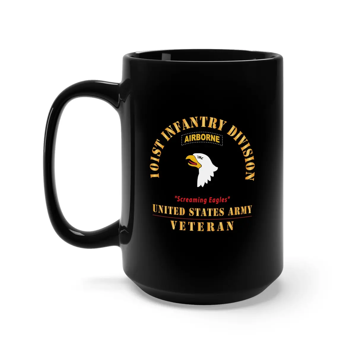 Black Mug 15Oz - Army - Ssi - 101St Airborne Division - Screaming Eagles - Us Army Veteran X 300 1