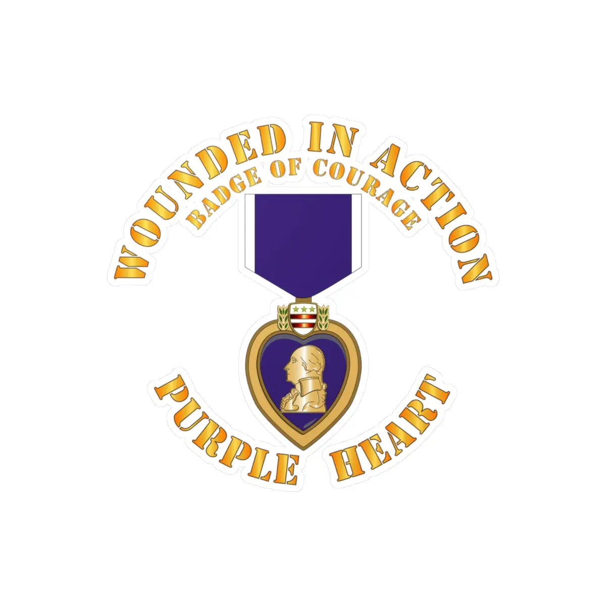 Kiss-Cut Vinyl Decals - Wounded In Action - Purple Heart - Badge Of Courage X 300 1