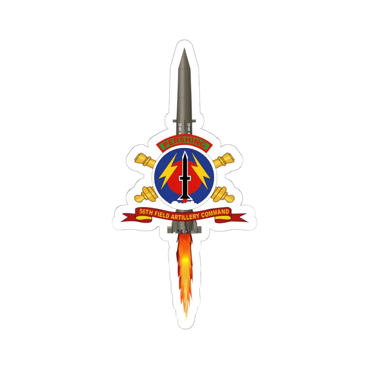 Kiss - Cut Stickers - Army - 56Th Field Artillery Command - Ssi W Br - Ribbon W Pershing - Firing 1