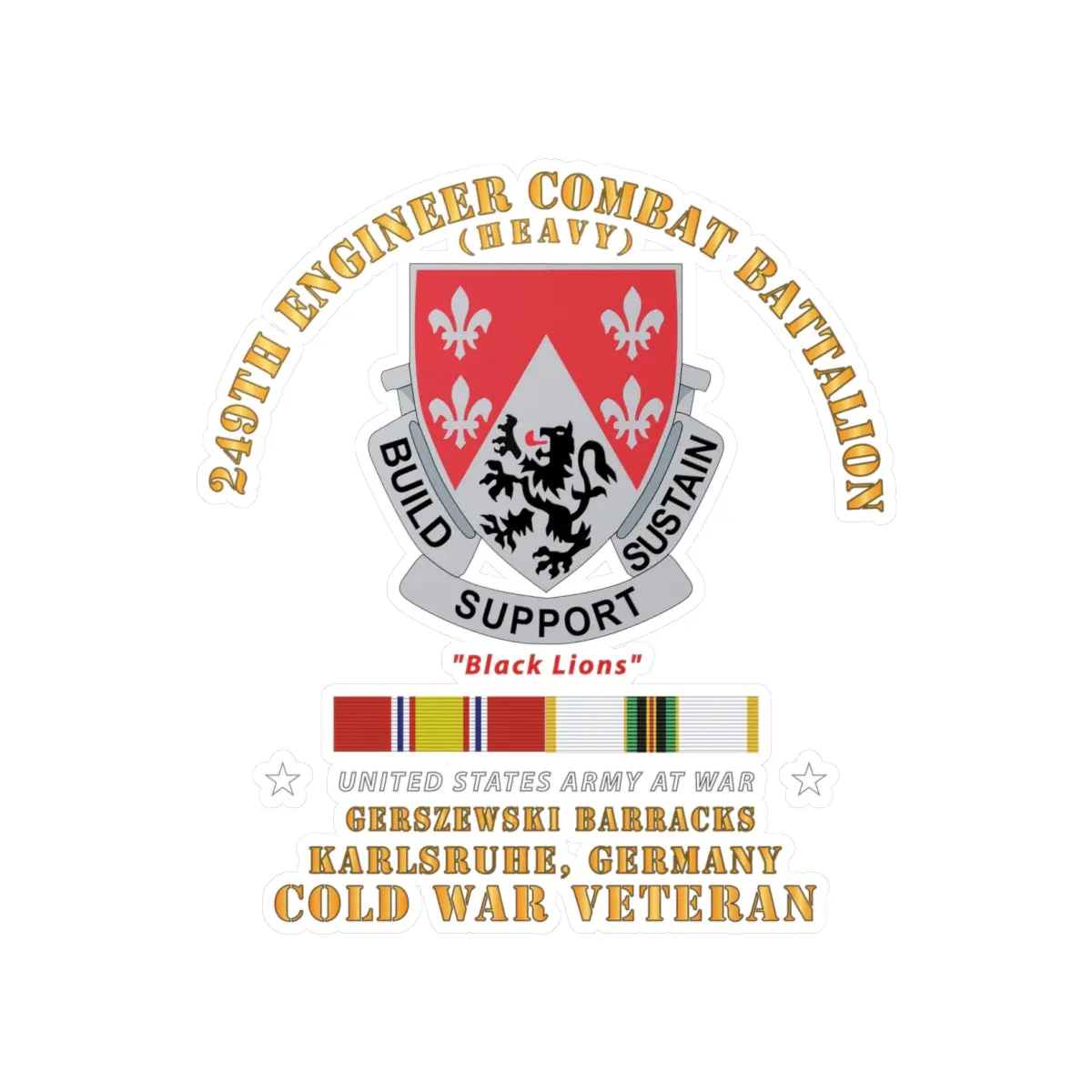 Kiss-Cut Vinyl Decals - Army - 249Th Engineer Bn - Gerzewski Barracks - Karlsruhe, Ge W Cold Svc X 300 1