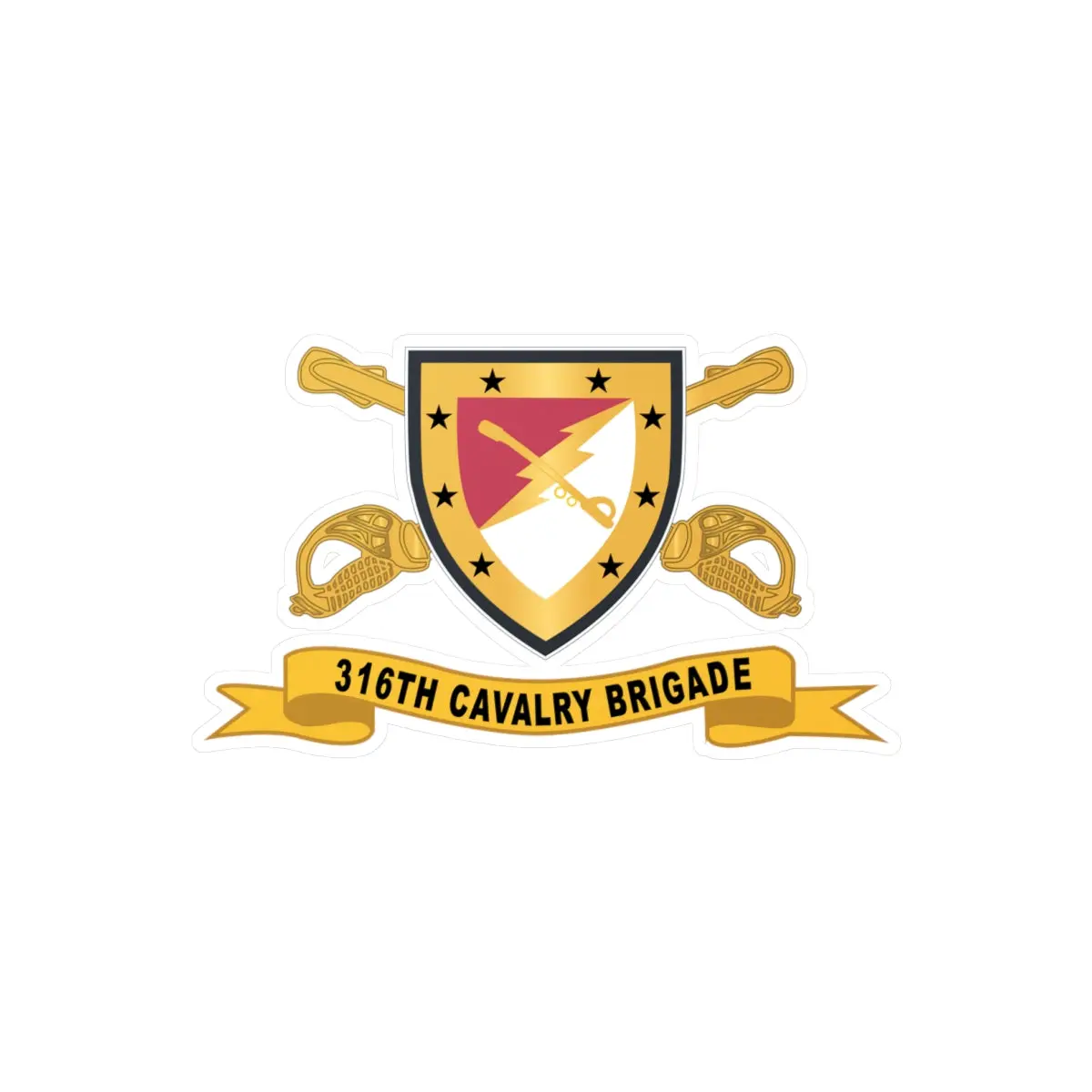 Kiss-Cut Vinyl Decals - Army  - 316Th Cavalry Brigade - Ssi W Br - Ribbon X 300 1