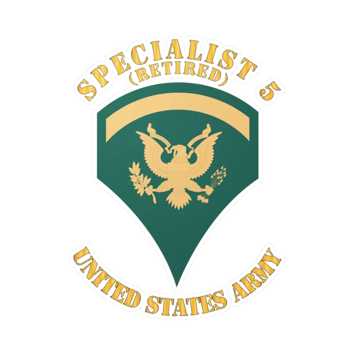Kiss-Cut Vinyl Decals - Army - Enlisted - Spec 5 - Specialist 5  - Std - Retired X 300 1