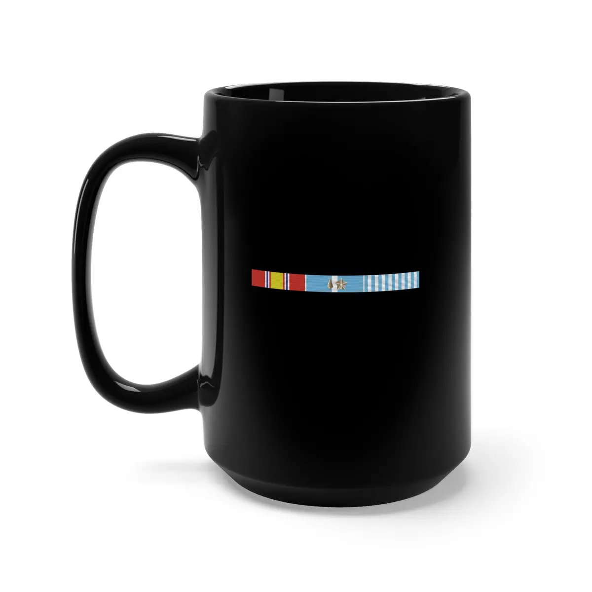 Black Mug 15Oz - Korean War Service Bar W Spearhead - Campaign Star 1