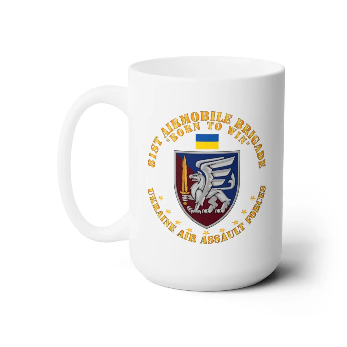 White Ceramic Mug 15Oz - Ukraine - 81St Airmobile Brigade - Born To Win X 300 1