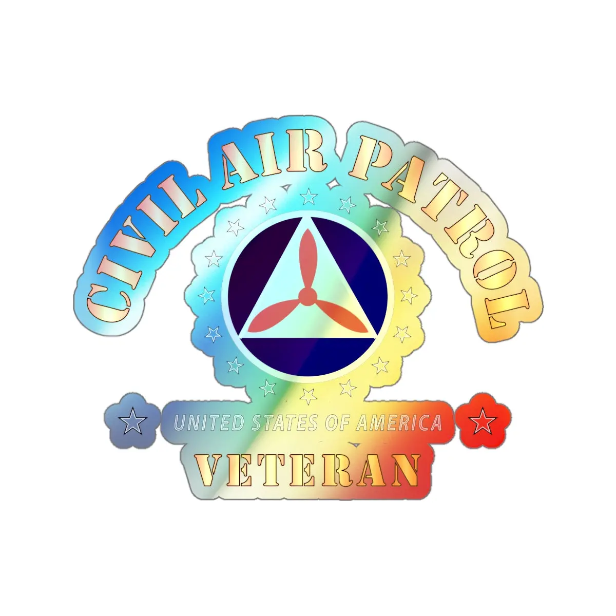 Holographic Die-Cut Stickers - Cap - Civil Air Patrol - Veteran X 300 1