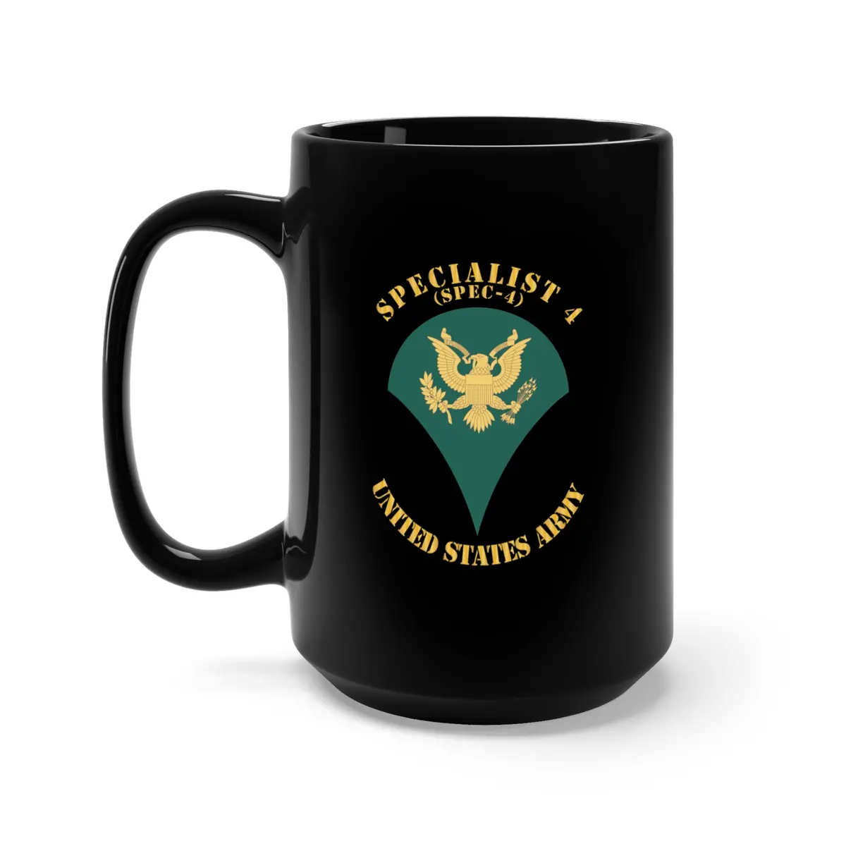 Black Mug 15Oz - Army - Enlisted - Spec 4 - Specialist 4  - Std - X 300 1