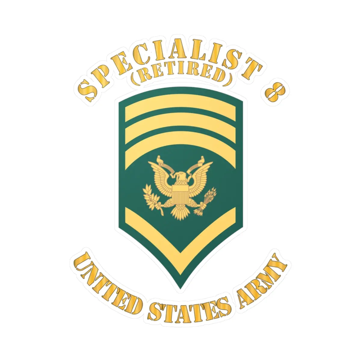 Kiss-Cut Vinyl Decals - Army - Enlisted - Spec 8 - Specialist 8  - Std - Retired X 300 1