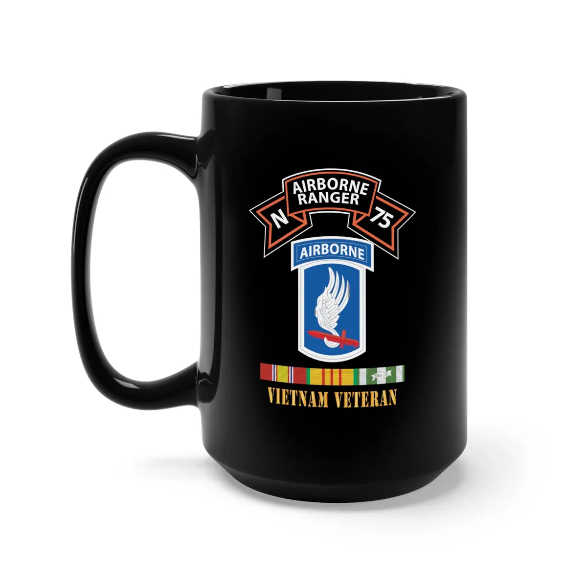 Black Mug 15Oz - Sof - N Company Scroll - 173Rd Airborne Bde - Vietnam Veteran W Vn Svc X 300 1