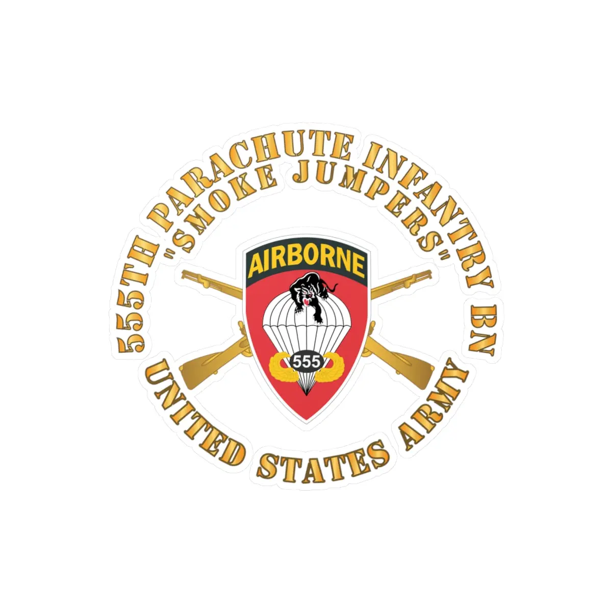 Kiss-Cut Vinyl Decals - Army - 555Th Infantry Parachute Bn Ssi - Smoke Jumpers W Br X 300 1