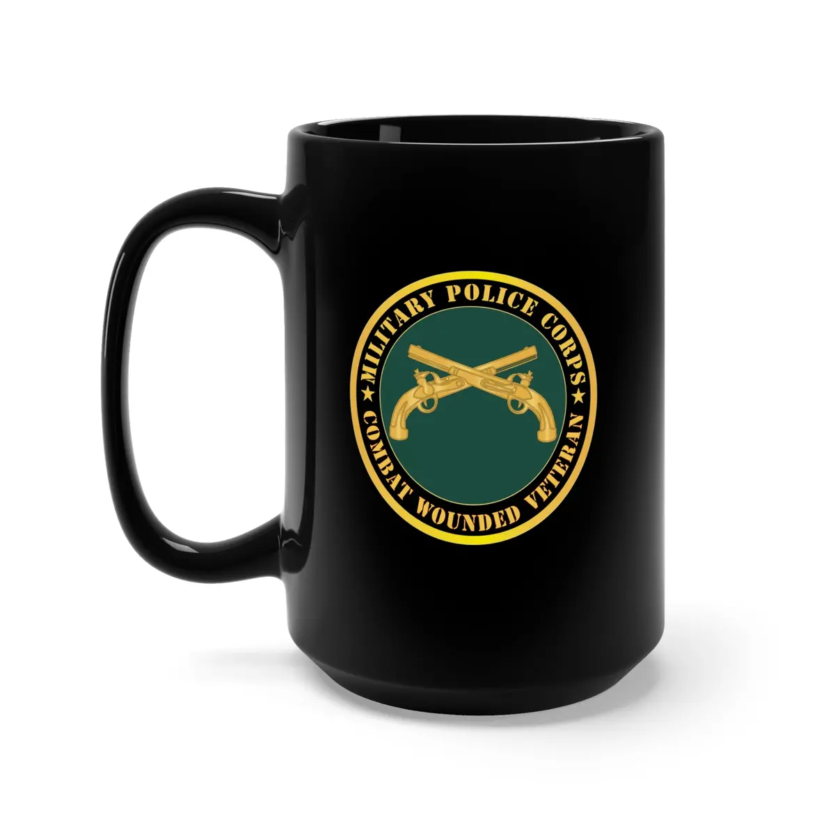 Black Mug 15Oz - Army - Military Police - Branch - Combat Wounded Veteran X 300 1