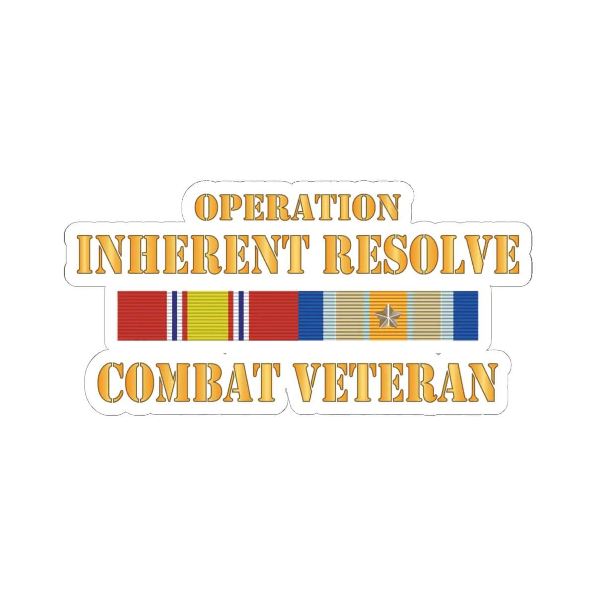 Kiss - Cut Stickers - Army - Combat Veteran W Opn Inherent Resolve (Oir) Svc Bar W Txt X 300 1